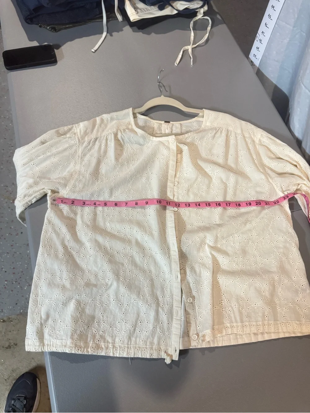 Free People Eyelet Button-Up Blouse in Cream